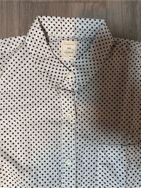 Gap The Boyfriend Shirt  White & Black Polk Dot Size M